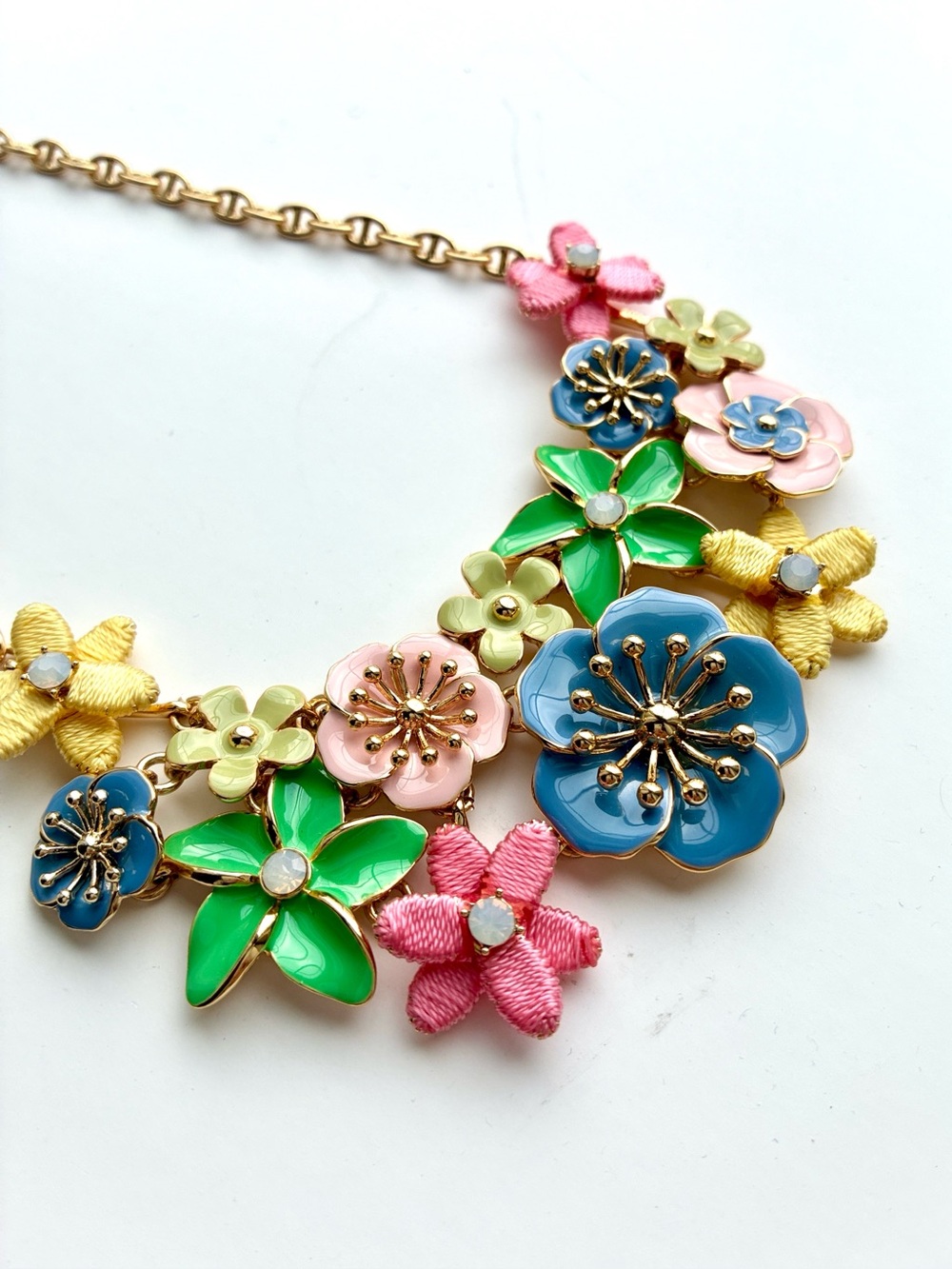 Talbots Multicolor Floral Statement Necklace - Gold Chain - Picture 3 of 6